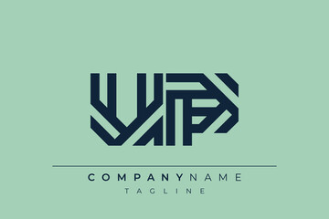 UP minimal line logo. Letter U and P vector line logo design.