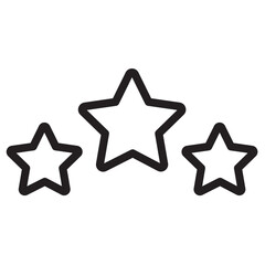 Line icon vector illustration of three stars in various sizes showcasing a simple and minimalist design