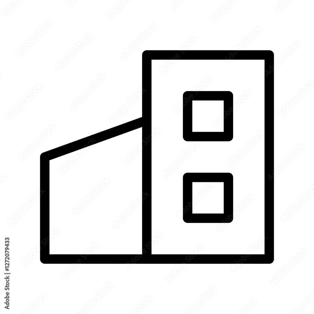 Poster Outline of a building structure with rectangular windows in minimalist design