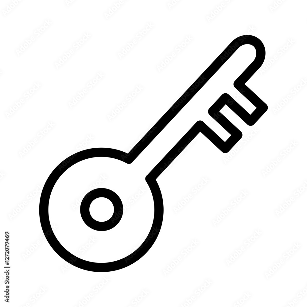 Poster simple line icon illustrating a key, representing security, access, and unlocking potential in vario