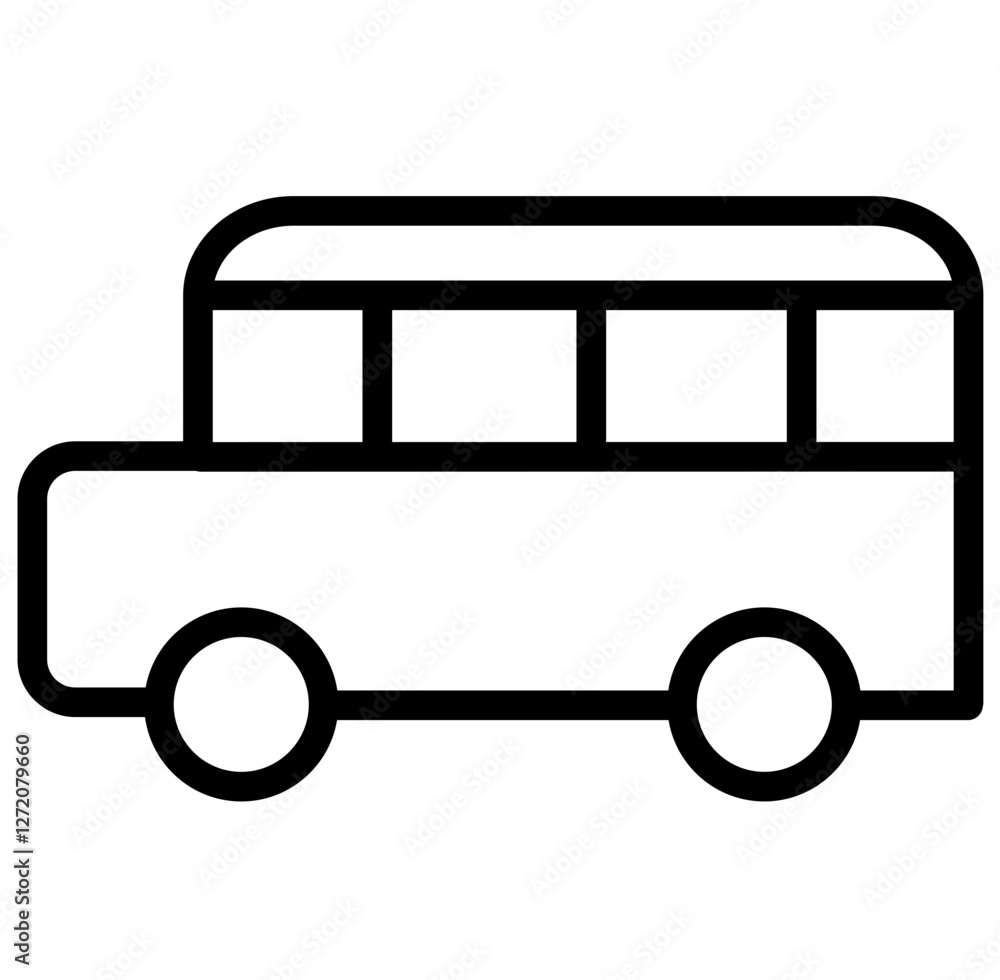 Poster simple line icon of a bus representing public transportation in urban settings
