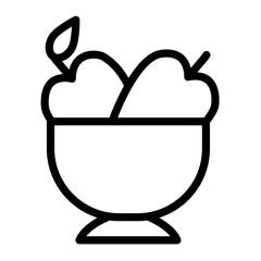 Bowl with scoops of ice cream and a leaf illustration representing a dessert in a minimalist design