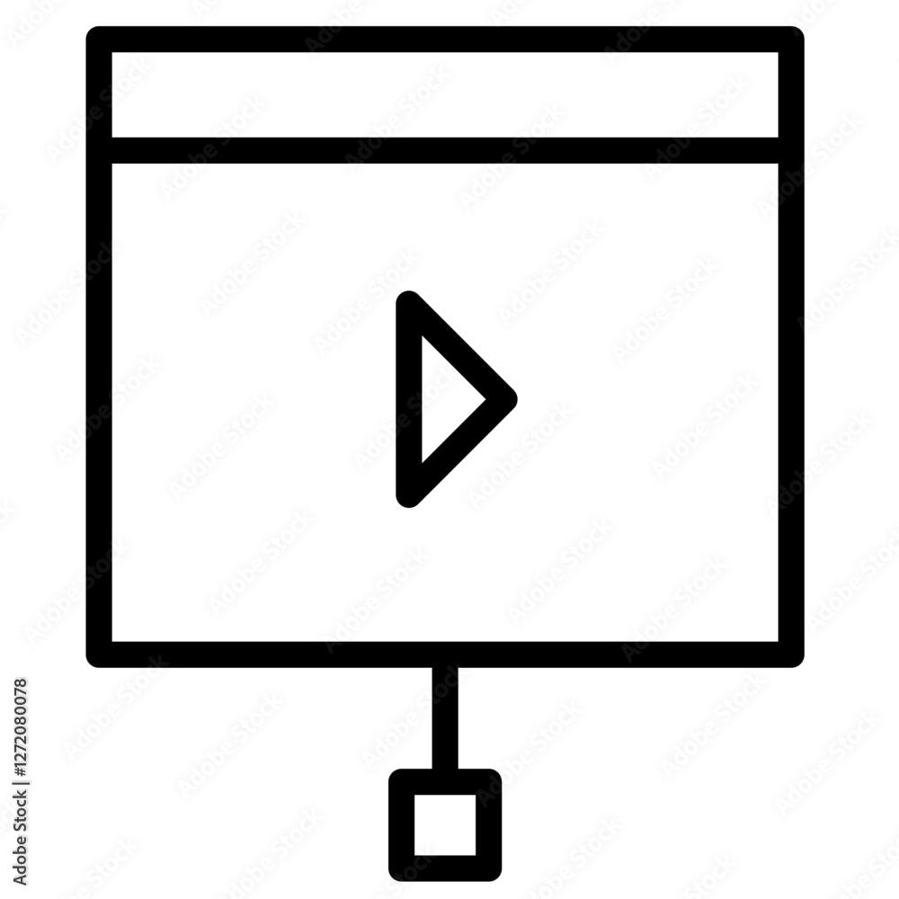 Poster vector illustration of a line icon depicting a video play button in a presentation screen design for