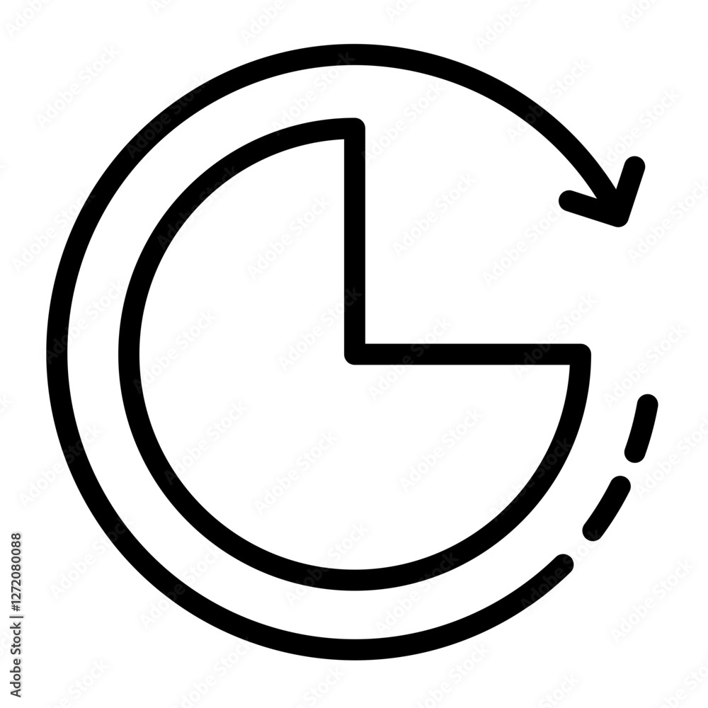 Poster circular progress line icon illustrating loading or processing activity with an arrow design for use