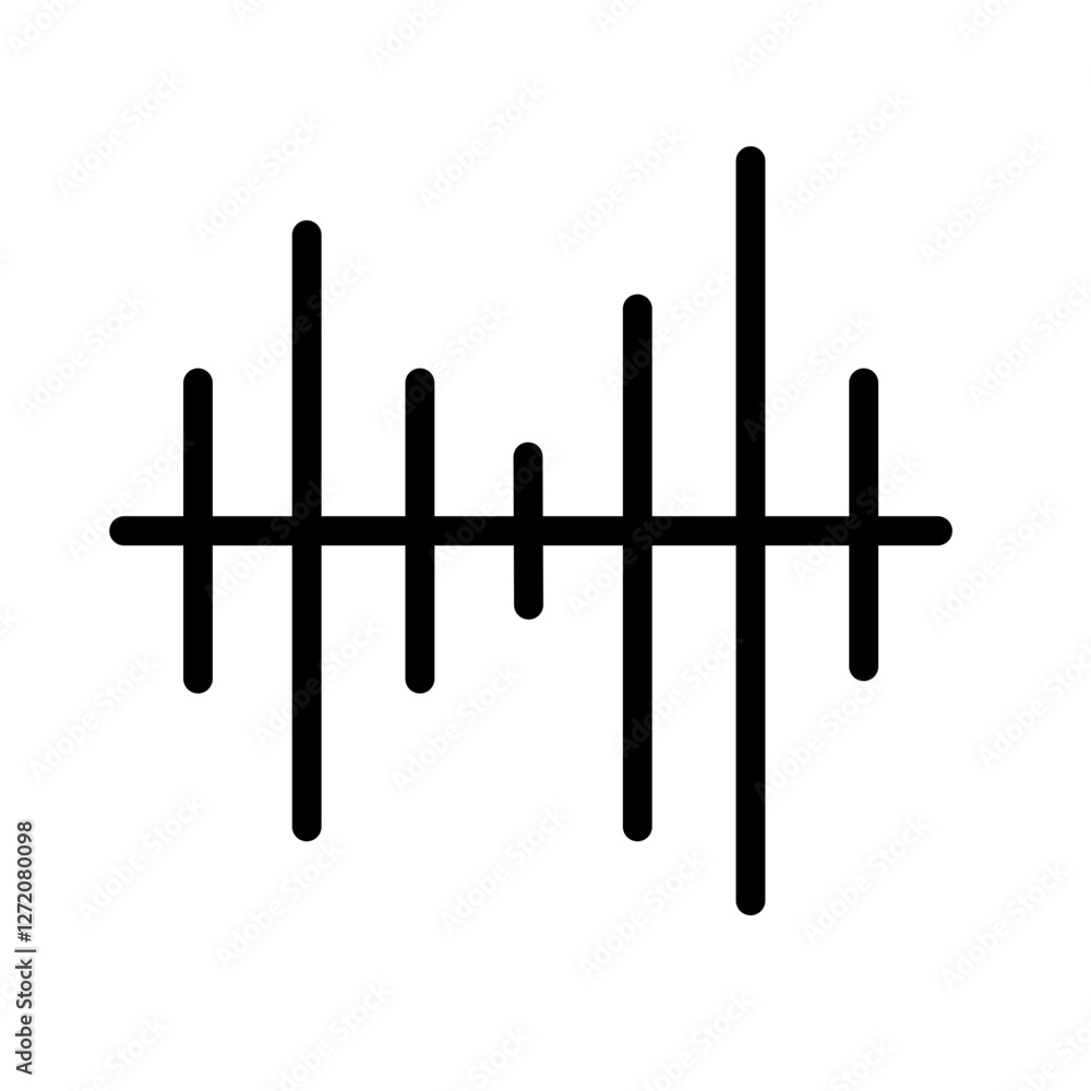 Poster line icon vector illustration of sound waves representing audio frequency and data visualization in 