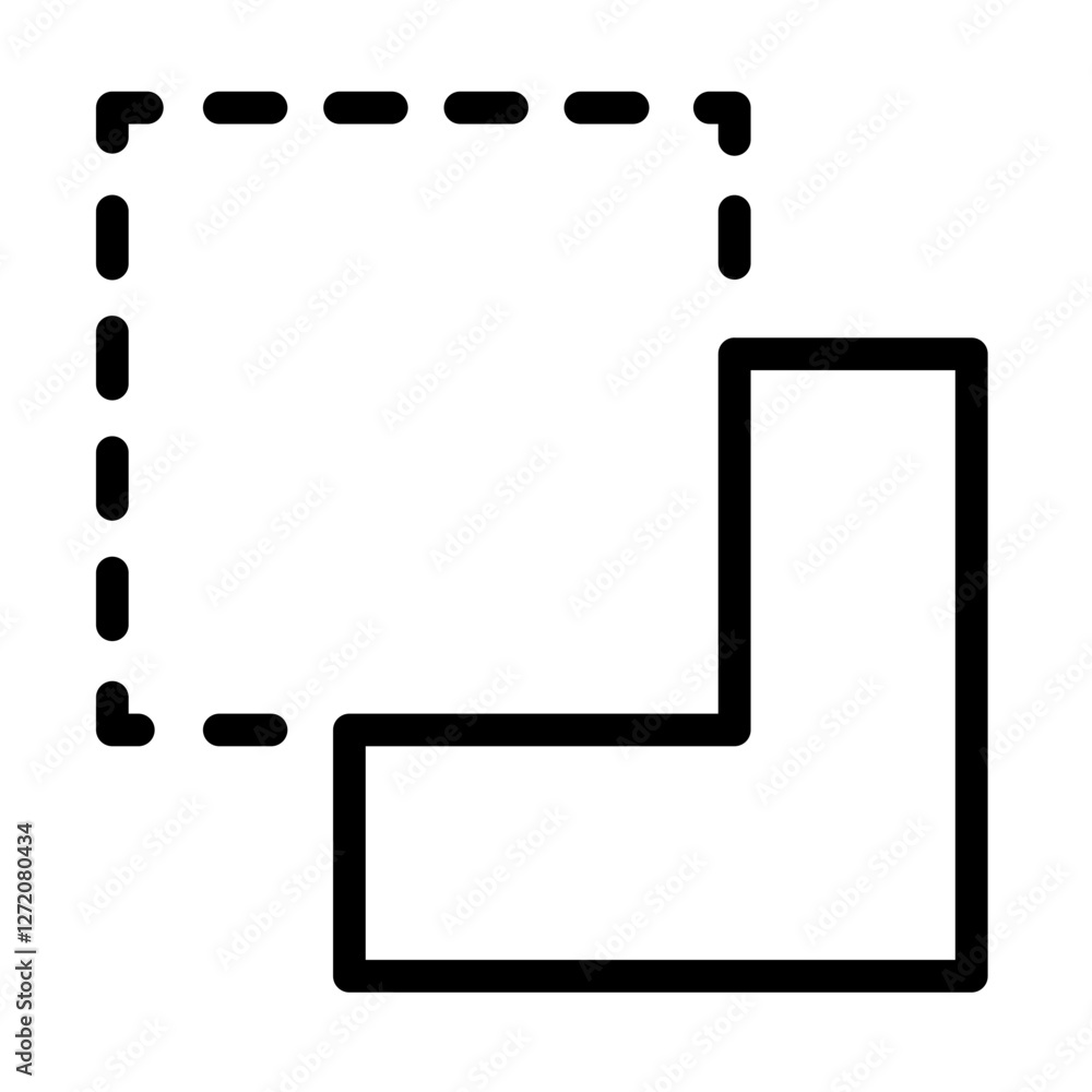 Poster line icon vector illustration showing a geometric shape with a dashed square surrounding a solid sha