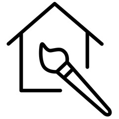 Creative home icon featuring a paintbrush inside a house outline symbolizing art and design activities
