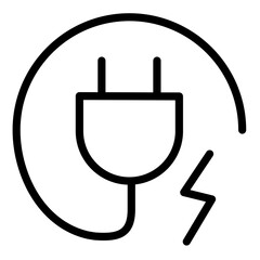 Obraz premium Minimalist line icon illustration of an electric plug with a lightning bolt symbol