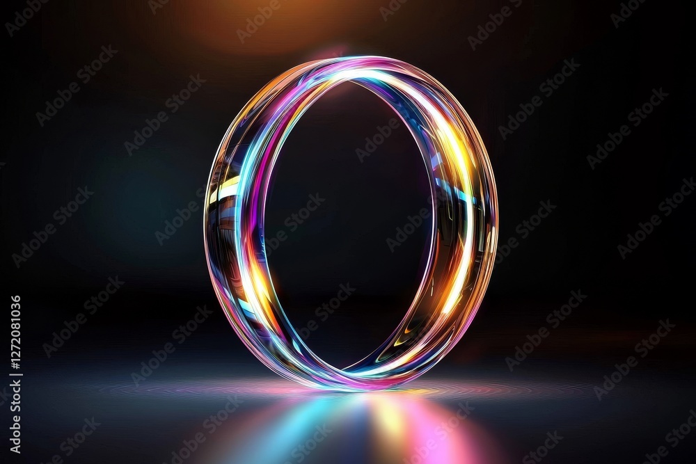 Poster a 3d rendering of a creative digital tech circle set against a dark background, symbolizing big data