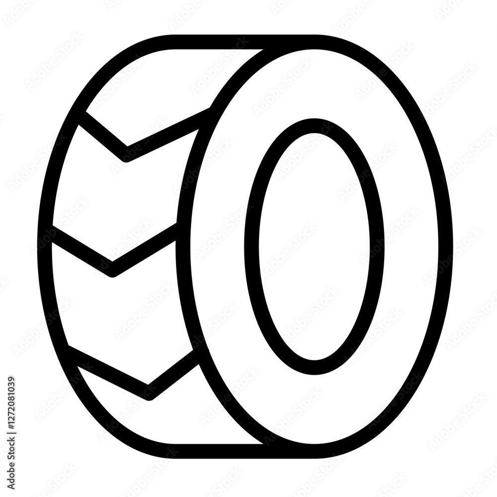 Poster line icon vector illustration of a tire with a tread pattern suitable for various design uses