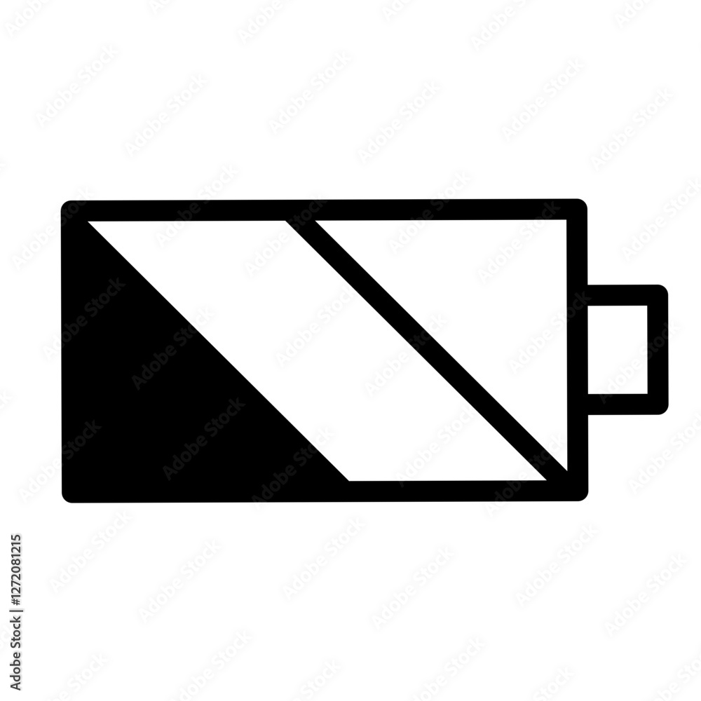 Poster line icon vector illustration of a battery with a charging indicator showing level and direction