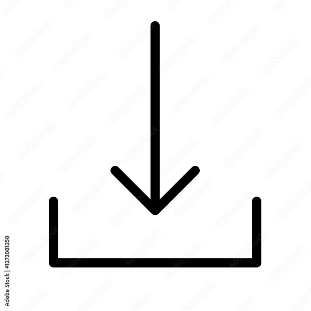 Poster download arrow icon for digital content and file storage applications in a minimalistic style