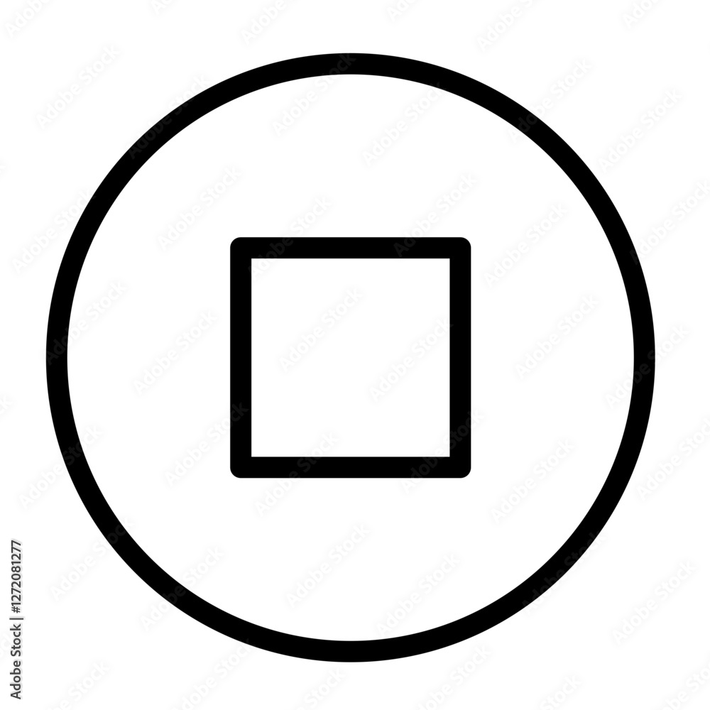 Poster vector illustration of a play button in a circular outline for multimedia applications and design