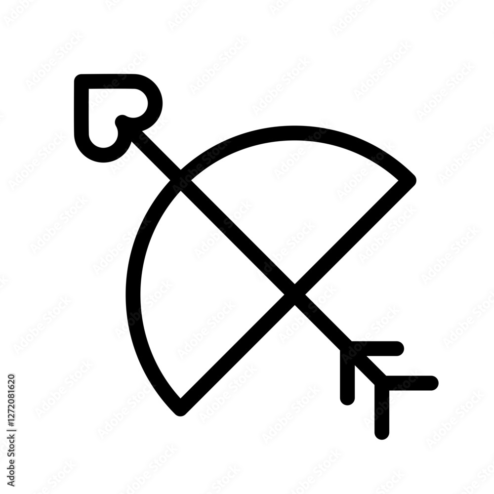 Poster heart and arrow line icon representing love and affection in minimalist design for various applicati