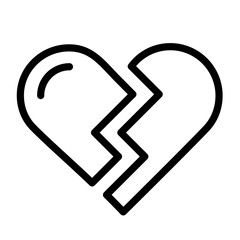 Heartbroken line icon illustration depicting a cracked heart symbolizing emotional pain and heartbreak in a minimalist style
