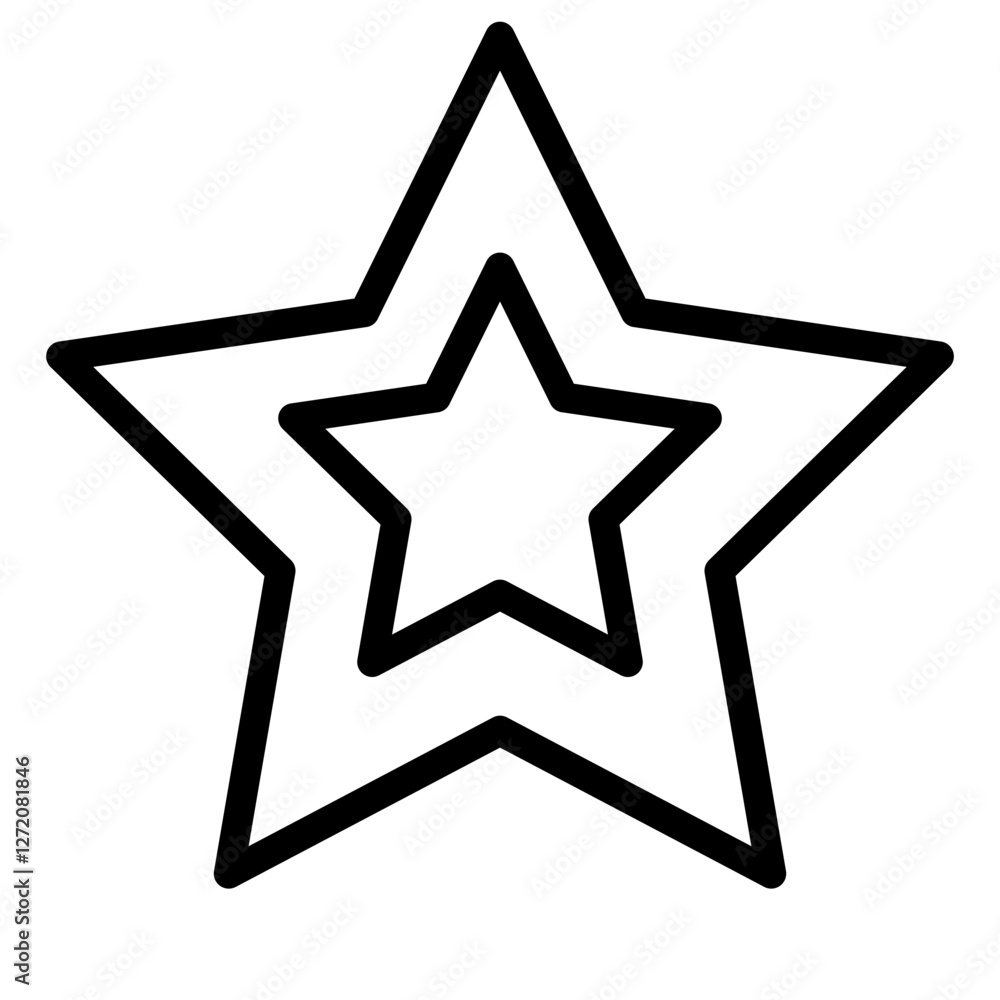Poster star icon design featuring a simplistic line illustration with nested stars for creative projects an
