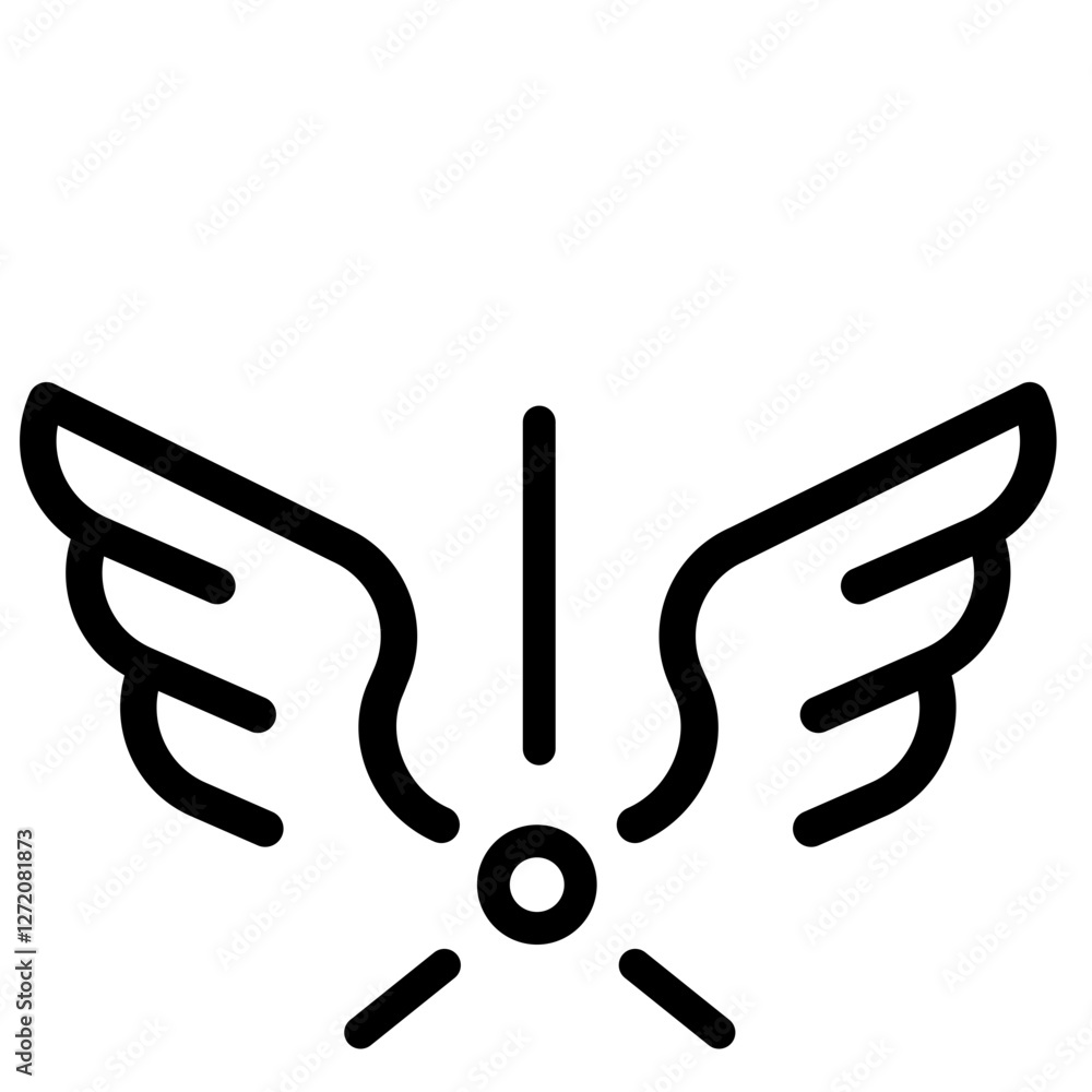 Aufkleber winged icon representing freedom and flight in a minimalistic line design suitable for various appli