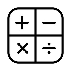 Line icon vector illustration of basic math operations including addition, subtraction, multiplication, and division symbols