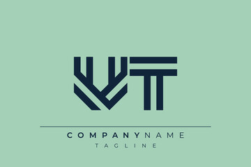 VT minimal line logo. Letter V and T vector line logo design.