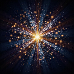 Naklejka premium Abstract luminous particles scattering in dark background, subtle luxury