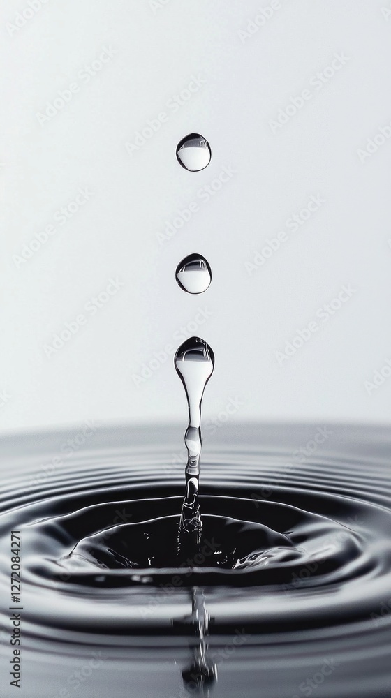 Aufkleber in a serene moment, droplets of water join in a delicate descent, each ripple echoing across a smoot