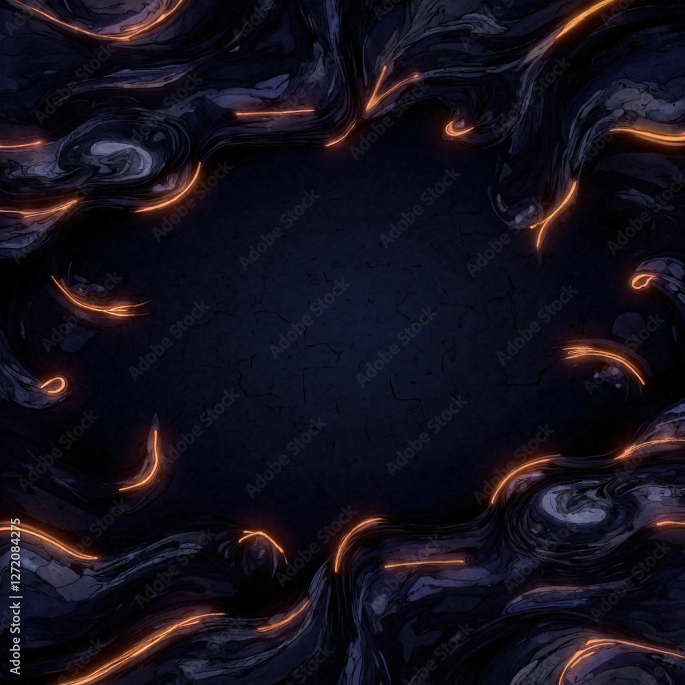 Poster dynamic geometric pattern with glowing elements on dark backdrop, modern design