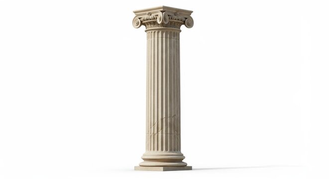 Isolated Greek Roman Column - Elegant, tall, slender column. Symbolizes strength, history, architecture, classic design, and support