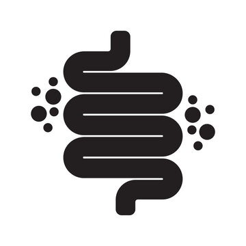 Colitis. Gut constipation icon. Abdominal, bloating vector. Stomach. Gastroenterology for medical design. Health care. Stomach set icon for medical design. Vector illustration
