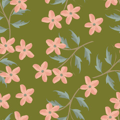 Vintage Floral patterns seamless background border embroidery ethnic batik retro. Flower motifs paisley batik. Blue indigo silhouette watercolour flowers ikat design hand drawn. Vector illustration