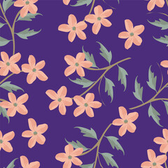 Vintage Floral patterns seamless background border embroidery ethnic batik retro. Flower motifs paisley batik. Blue indigo silhouette watercolour flowers ikat design hand drawn. Vector illustration