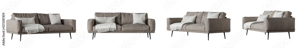 Poster sofa set isolated on white background. 3d render. 3d illustration.