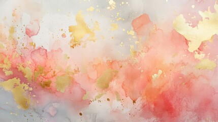 Obraz premium Elegant Watercolor Texture with Gold Accents, Soft Pink and Neutral Tones