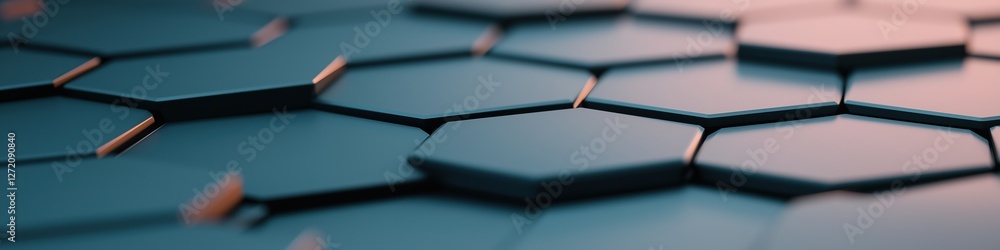 Poster a close up of a blue hexagonal pattern. the image is of a computer chip or a computer chip design