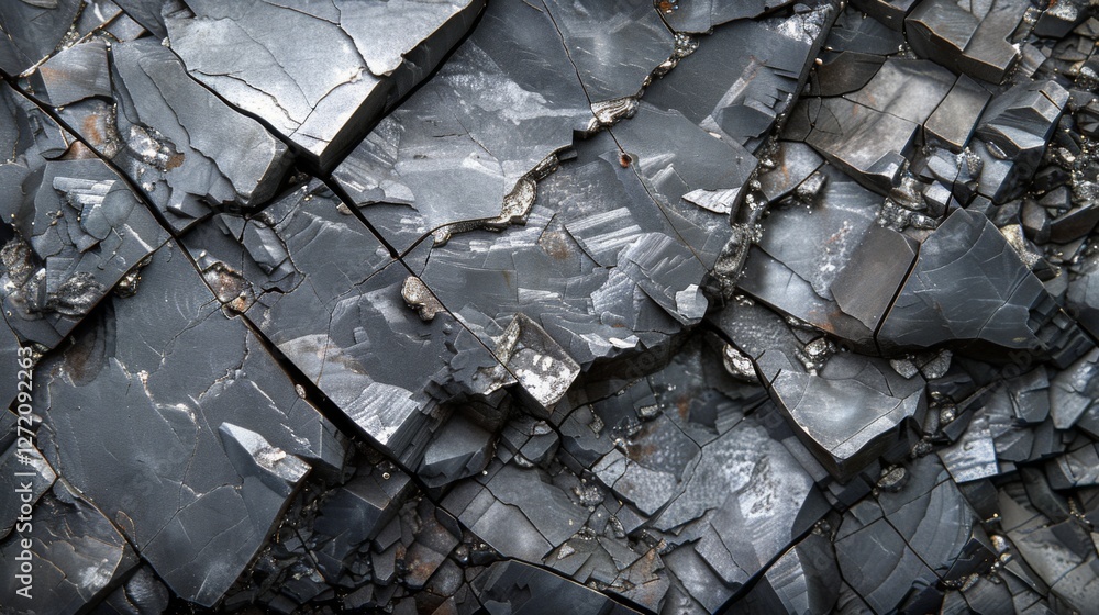 Aufkleber the rugged surface displays angular pieces of black volcanic rock, with distinct layers and a glossy