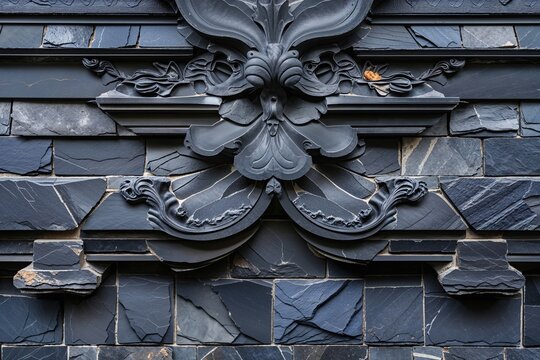 Elegant Dark Slate Exterior with Detailed Patterns and Textured Variety