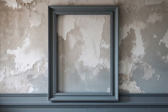 Vintage Plaster Wall Texture with Deep Ash Gray Frame and White Gradient in Urban Interior Design