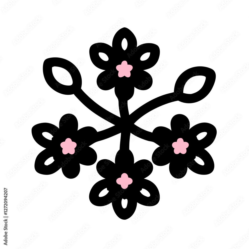 Poster vector art of black sakura flower pattern isolated on white background, a unique and eyecatching des