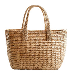 Obraz premium PNG A large straw bag with two handles accessories accessory handbag.