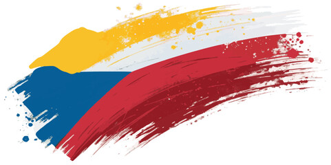 Abstract vibrant rainbow color brush stoke paint surface texture white background.