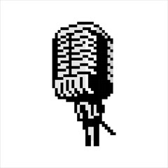 Pixel art of retro microphone. Pixelated of stand-up microphone icon.