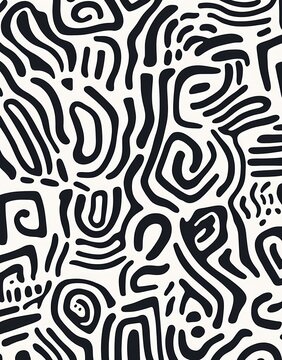Intricate Pattern of Wavy Lines for Bedroom Wall

