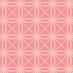Pattern with floral and geometric elements on pink background