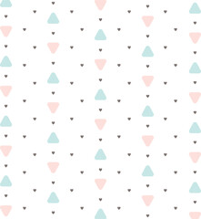 Seamless pattern with triangles and heart on white background vector