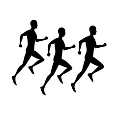 Vector art of three runners in a race, isolated on white background, symbolizing fitness, competition, and a healthy lifestyle
