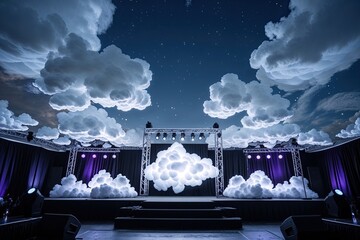 Radiant White Cloud Backdrops for Magical Event Stages