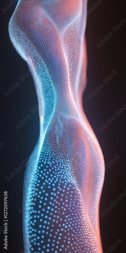 Poster body is shown in a blurry, abstract style with a blue and red color scheme. the image is meant to ev