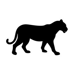 Vector art of panther silhouette isolated on white background, a wild cat predator walking gracefully and powerfully in the jungle