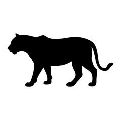 Vector art of panther silhouette isolated on white background, a wild cat predator walking gracefully and powerfully in the jungle