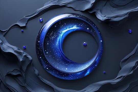 Elegant Celestial Sapphire Design on Obsidian for Luxury Event Invitations and Backgrounds