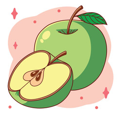 Apple whole and half isolated on a white background